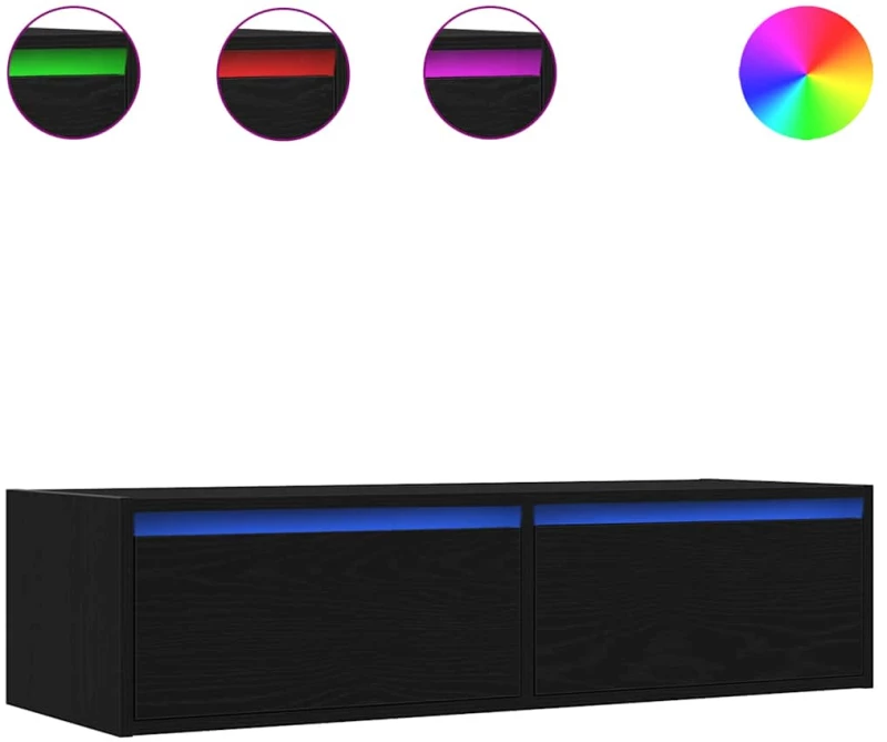 vidaXL Έπιπλο Τηλεόρασης με LED Μαύρη βελανιδιά 100X35,5x25 εκ.