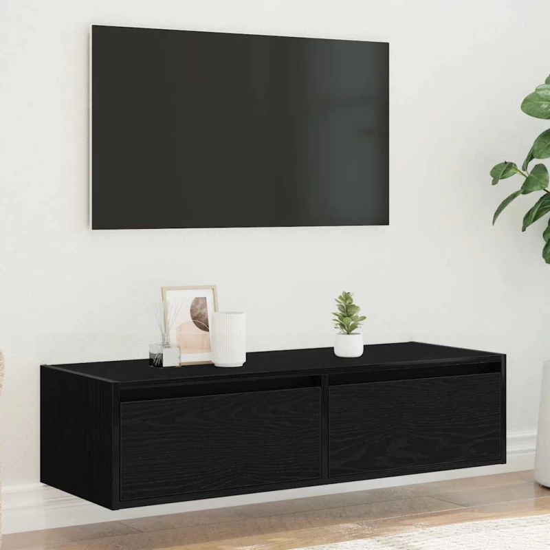 vidaXL Έπιπλο Τηλεόρασης με LED Μαύρη βελανιδιά 100X35,5x25 εκ.