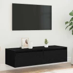 vidaXL Έπιπλο Τηλεόρασης με LED Μαύρη βελανιδιά 100X35,5x25 εκ.