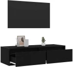vidaXL Έπιπλο Τηλεόρασης με LED Μαύρη βελανιδιά 100X35,5x25 εκ.