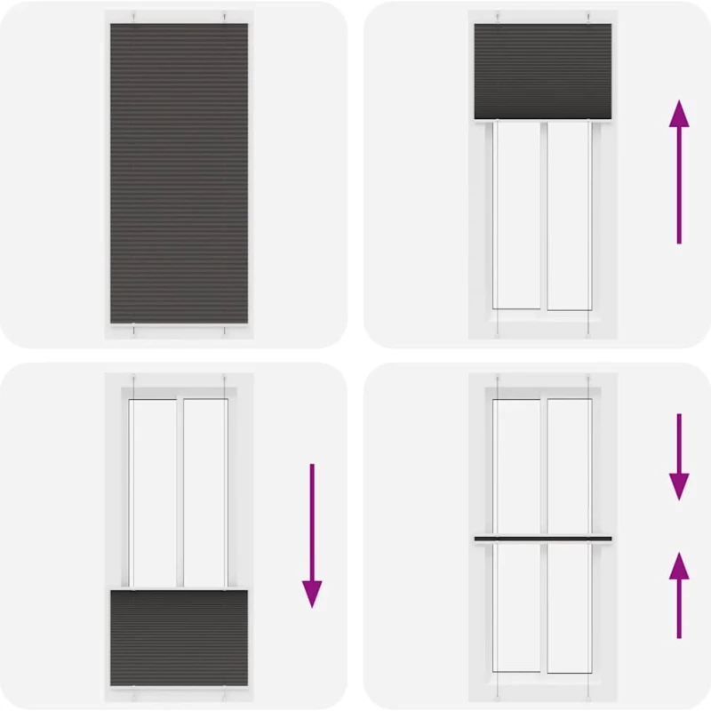 vidaXL Πλισέ περσίδα Μαύρο 95x200 cm Πλάτος υφάσματος 94,4 cm