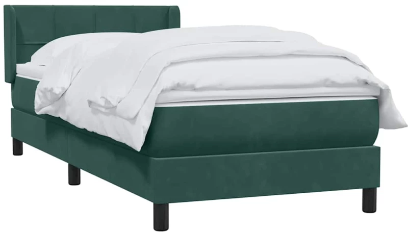 vidaXL Box Spring κρεβάτι με στρώμα σκούρο πράσινο 80x220εκ. Βελούδινο
