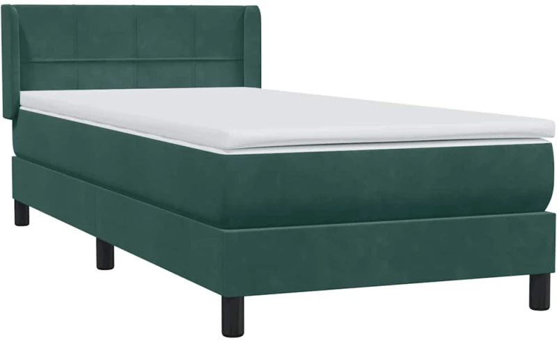 vidaXL Box Spring κρεβάτι με στρώμα σκούρο πράσινο 80x220εκ. Βελούδινο