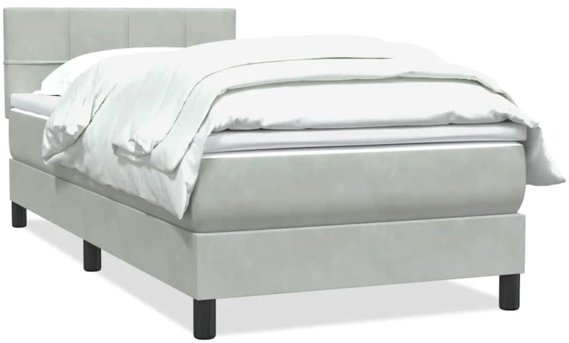 vidaXL Κρεβάτι Boxspring με Στρώμα Ανοιχτό Γκρι 80x210 εκ. Βελούδινο