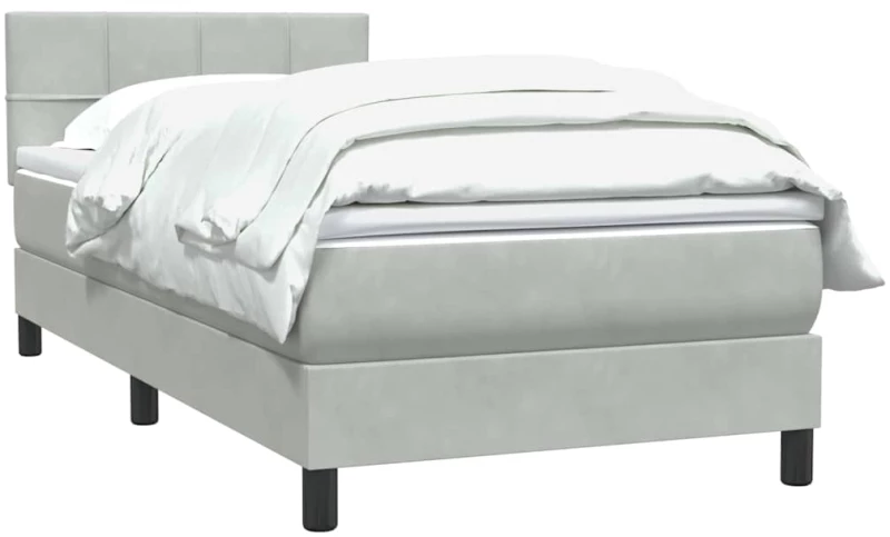 vidaXL Κρεβάτι Boxspring με Στρώμα Ανοιχτό Γκρι 80x210 εκ. Βελούδινο