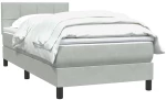 vidaXL Κρεβάτι Boxspring με Στρώμα Ανοιχτό Γκρι 80x210 εκ. Βελούδινο