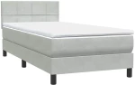 vidaXL Κρεβάτι Boxspring με Στρώμα Ανοιχτό Γκρι 80x210 εκ. Βελούδινο