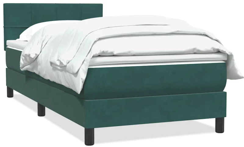 vidaXL Box Spring κρεβάτι με στρώμα σκούρο πράσινο 80x220εκ. Βελούδινο