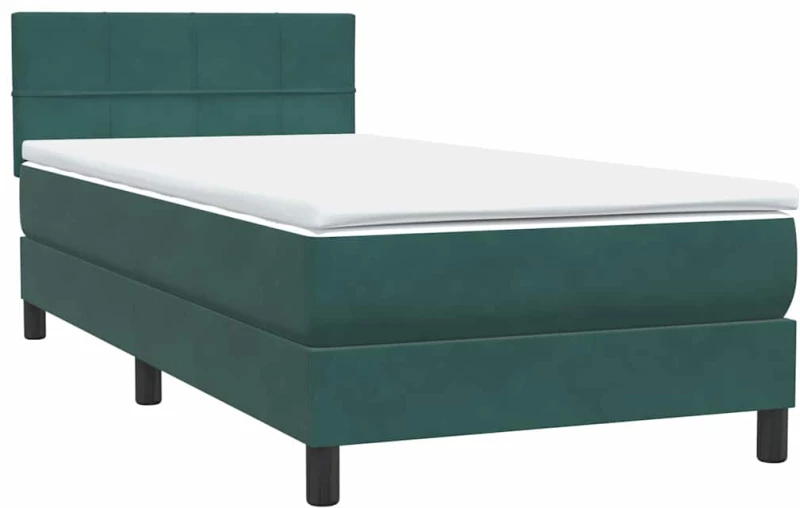 vidaXL Box Spring κρεβάτι με στρώμα σκούρο πράσινο 80x220εκ. Βελούδινο