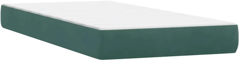 vidaXL Box Spring κρεβάτι με στρώμα σκούρο πράσινο 80x220εκ. Βελούδινο