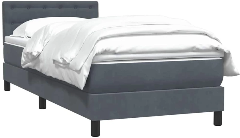 vidaXL Box Spring Κρεβάτι με στρώμα Σκούρο γκρι 80x210 εκ. Βελούδινο