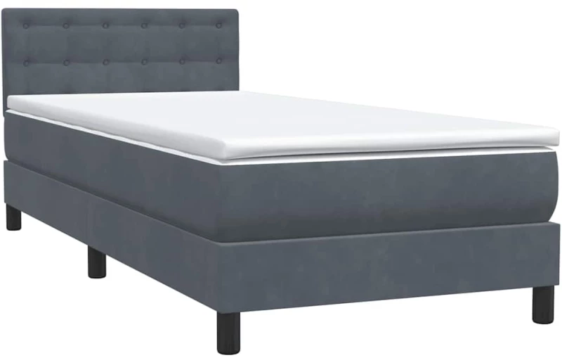vidaXL Box Spring Κρεβάτι με στρώμα Σκούρο γκρι 80x210 εκ. Βελούδινο