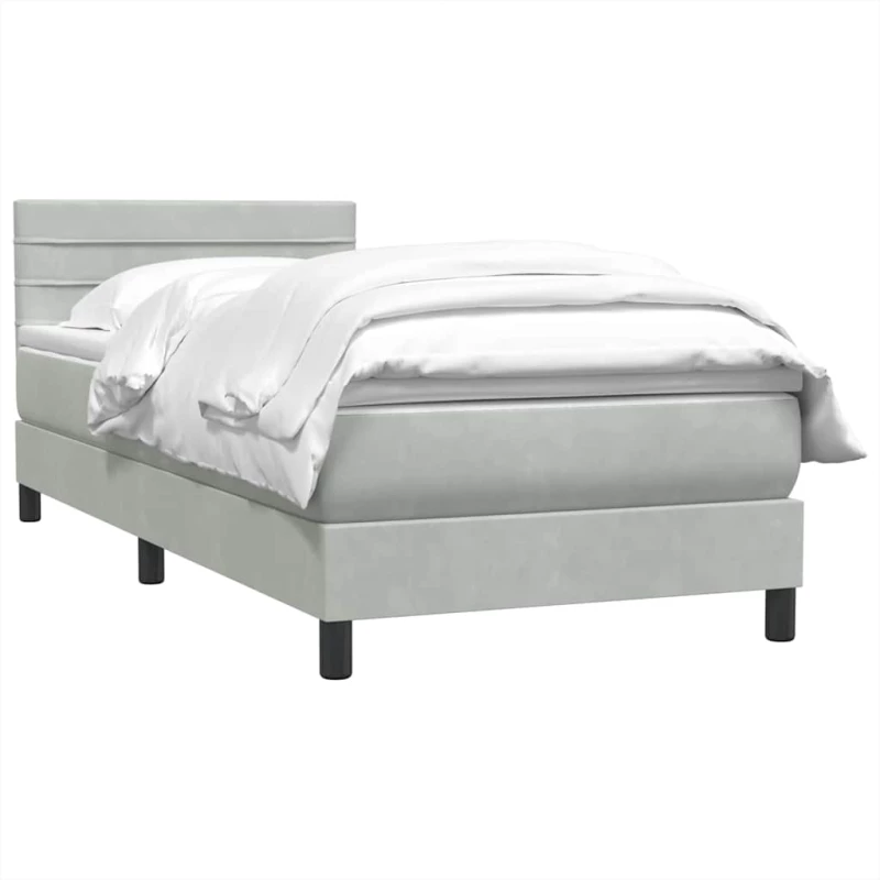 vidaXL Κρεβάτι Boxspring με Στρώμα Ανοιχτό Γκρι 80x210 εκ. Βελούδινο
