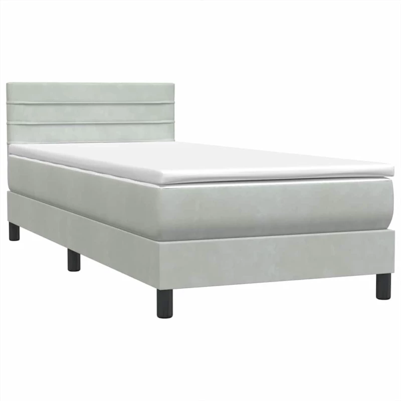 vidaXL Κρεβάτι Boxspring με Στρώμα Ανοιχτό Γκρι 80x210 εκ. Βελούδινο