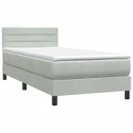 vidaXL Κρεβάτι Boxspring με Στρώμα Ανοιχτό Γκρι 80x210 εκ. Βελούδινο