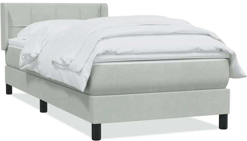 vidaXL Box Spring κρεβάτι με στρώμα ανοιχτό γκρι 80x220 cm Βελούδινο