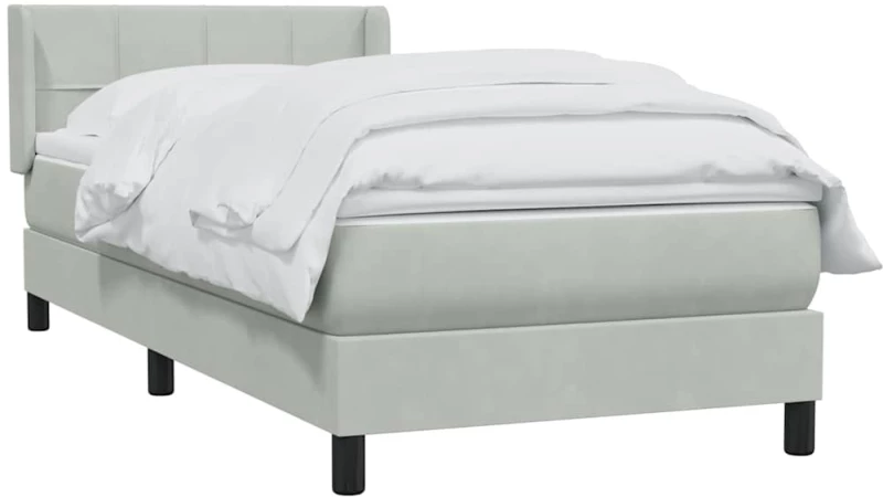 vidaXL Box Spring κρεβάτι με στρώμα ανοιχτό γκρι 80x220 cm Βελούδινο