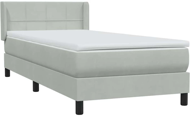 vidaXL Box Spring κρεβάτι με στρώμα ανοιχτό γκρι 80x220 cm Βελούδινο
