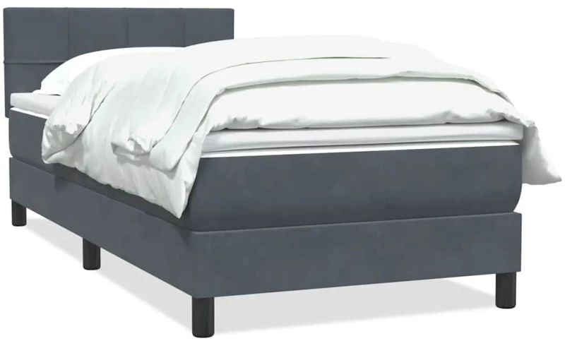 vidaXL Box Spring Κρεβάτι με στρώμα Σκούρο γκρι 80x210 εκ. Βελούδινο