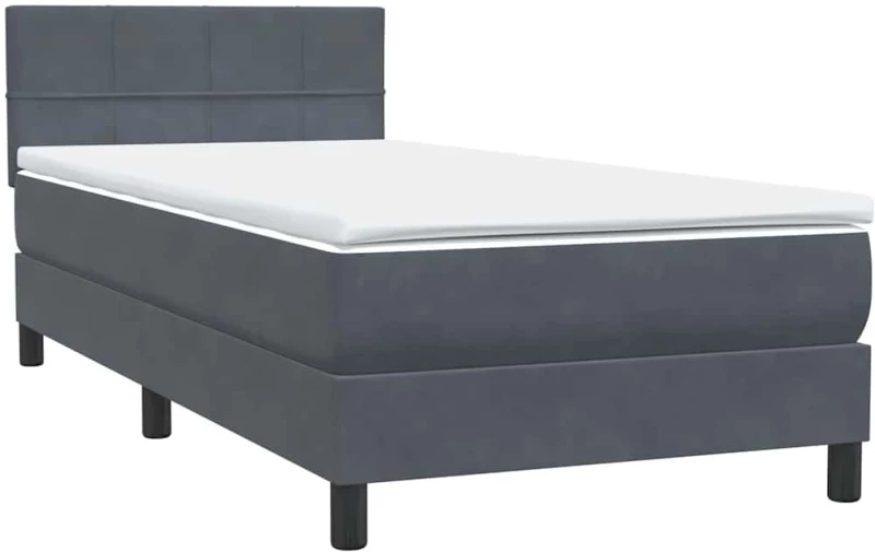 vidaXL Box Spring Κρεβάτι με στρώμα Σκούρο γκρι 80x210 εκ. Βελούδινο