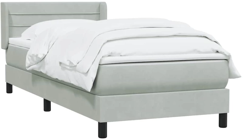 vidaXL Κρεβάτι Boxspring με Στρώμα Ανοιχτό Γκρι 80x210 εκ. Βελούδινο