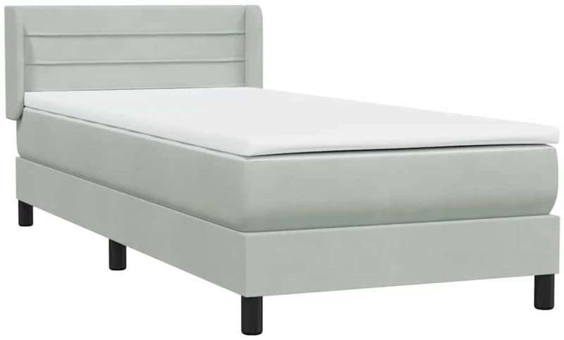 vidaXL Κρεβάτι Boxspring με Στρώμα Ανοιχτό Γκρι 80x210 εκ. Βελούδινο