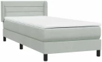 vidaXL Κρεβάτι Boxspring με Στρώμα Ανοιχτό Γκρι 80x210 εκ. Βελούδινο