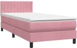 vidaXL Κρεβάτι Boxspring με Στρώμα Ροζ 80x220 εκ. Βελούδινο