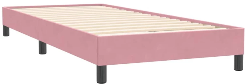 vidaXL Κρεβάτι Boxspring με Στρώμα Ροζ 80x220 εκ. Βελούδινο