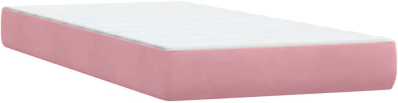vidaXL Κρεβάτι Boxspring με Στρώμα Ροζ 80x220 εκ. Βελούδινο