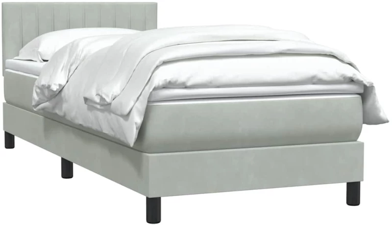 vidaXL Box Spring κρεβάτι με στρώμα ανοιχτό γκρι 90x220 εκ. Βελούδινο