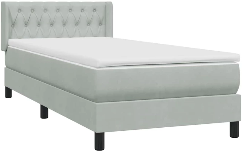vidaXL Box Spring κρεβάτι με στρώμα ανοιχτό γκρι 90x220 εκ. Βελούδινο