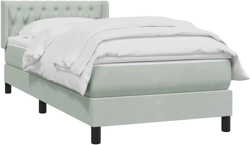 vidaXL Box Spring κρεβάτι με στρώμα ανοιχτό γκρι 90x220 εκ. Βελούδινο