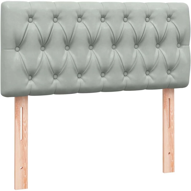 vidaXL Box Spring κρεβάτι με στρώμα ανοιχτό γκρι 90x220 εκ. Βελούδινο