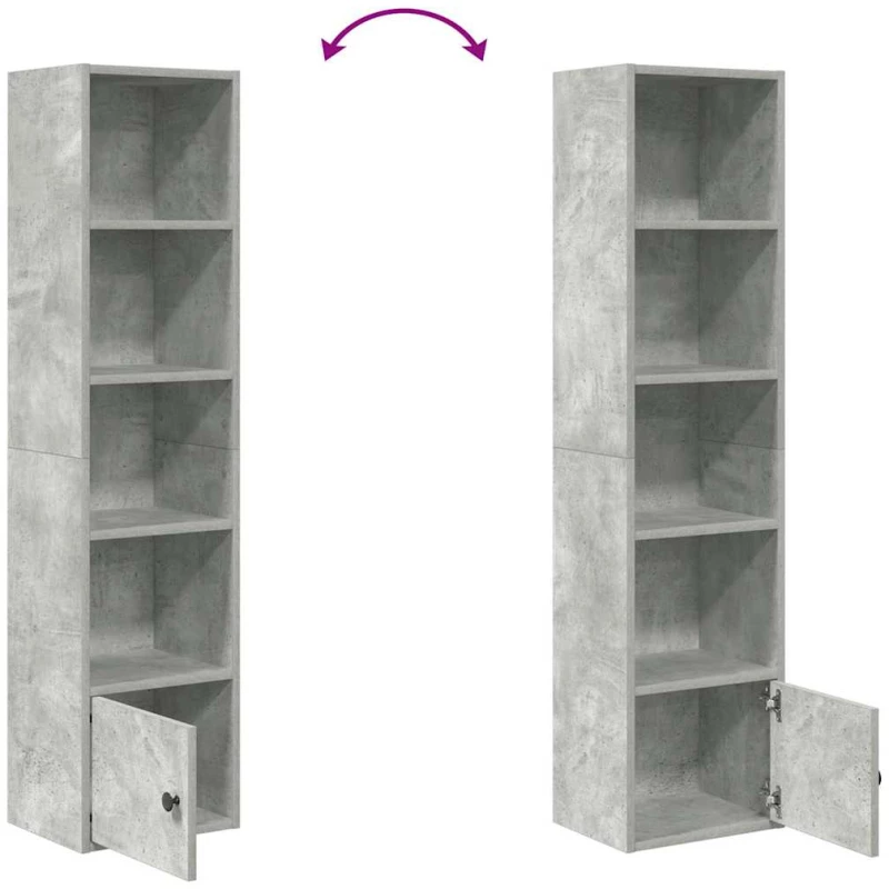 vidaXL Βιβλιοθήκη Γκρι Σκυροδέματος 31x24x127 εκ. Επεξεργ. Ξύλο