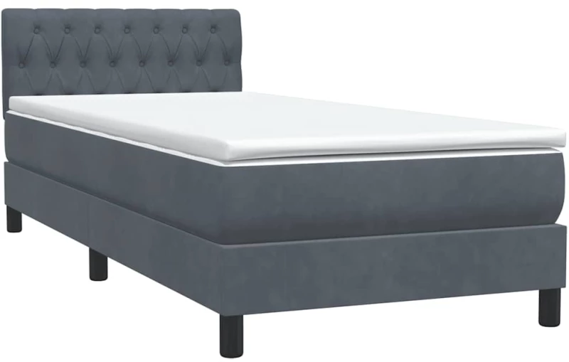 vidaXL Κρεβάτι Boxspring με Στρώμα Σκούρο Γκρι 80x220 εκ. Βελούδινο