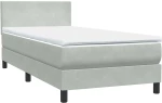 vidaXL Κρεβάτι Boxspring με Στρώμα Ανοιχτό Γκρι 80x210 εκ. Βελούδινο