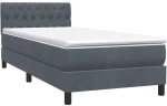 vidaXL Box Spring Κρεβάτι με στρώμα Σκούρο γκρι 80x210 εκ. Βελούδινο