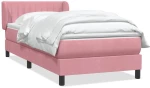 vidaXL Box Spring κρεβάτι με στρώμα ροζ 90x210 εκ. Βελούδινο