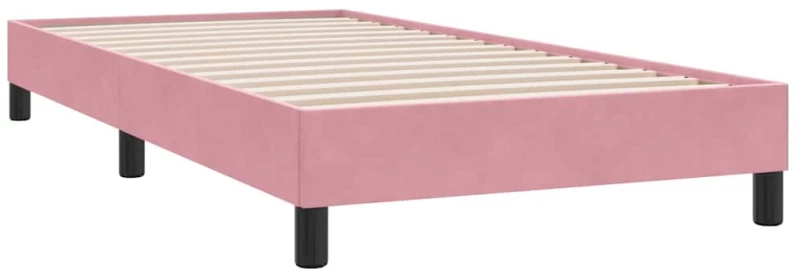 vidaXL Box Spring κρεβάτι με στρώμα ροζ 90x210 εκ. Βελούδινο