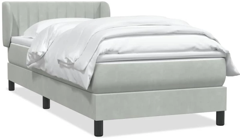 vidaXL Box Spring κρεβάτι με στρώμα ανοιχτό γκρι 90x220 εκ. Βελούδινο
