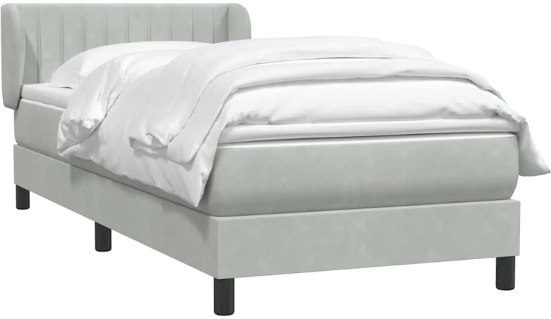 vidaXL Box Spring κρεβάτι με στρώμα ανοιχτό γκρι 90x220 εκ. Βελούδινο