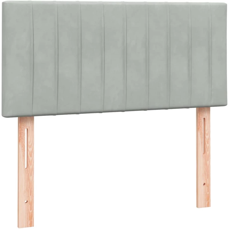 vidaXL Box Spring κρεβάτι με στρώμα ανοιχτό γκρι 90x220 εκ. Βελούδινο