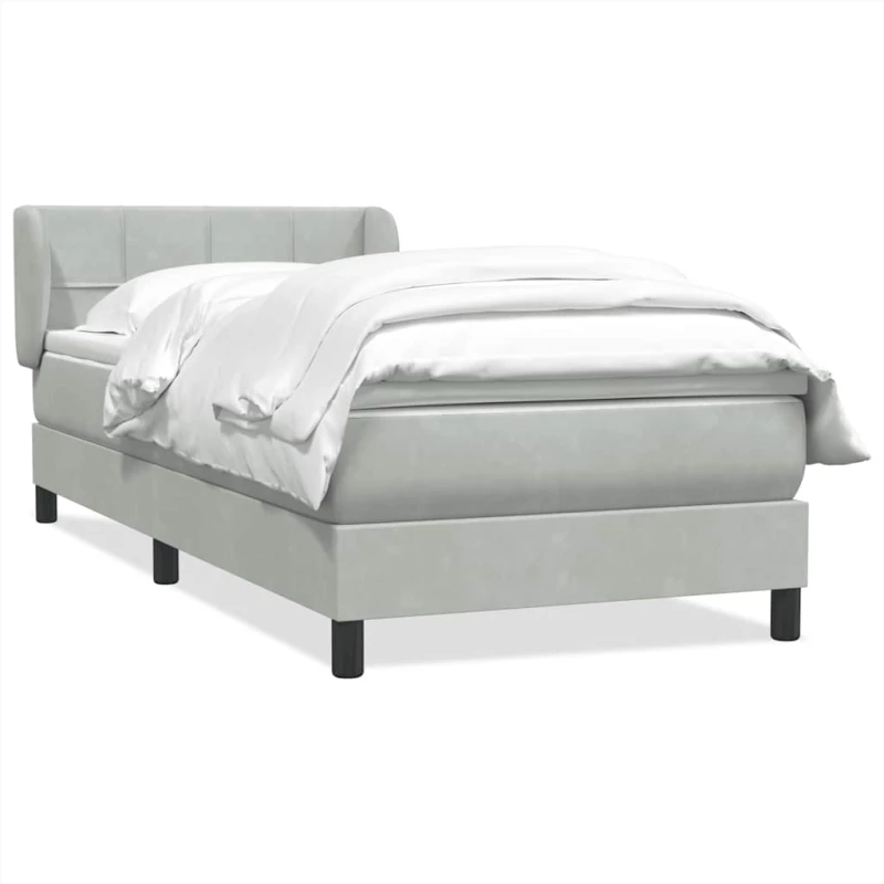 vidaXL Box Spring κρεβάτι με στρώμα ανοιχτό γκρι 90x220 εκ. Βελούδινο