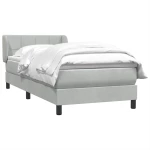 vidaXL Box Spring κρεβάτι με στρώμα ανοιχτό γκρι 90x220 εκ. Βελούδινο