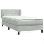 vidaXL Box Spring κρεβάτι με στρώμα ανοιχτό γκρι 90x220 εκ. Βελούδινο