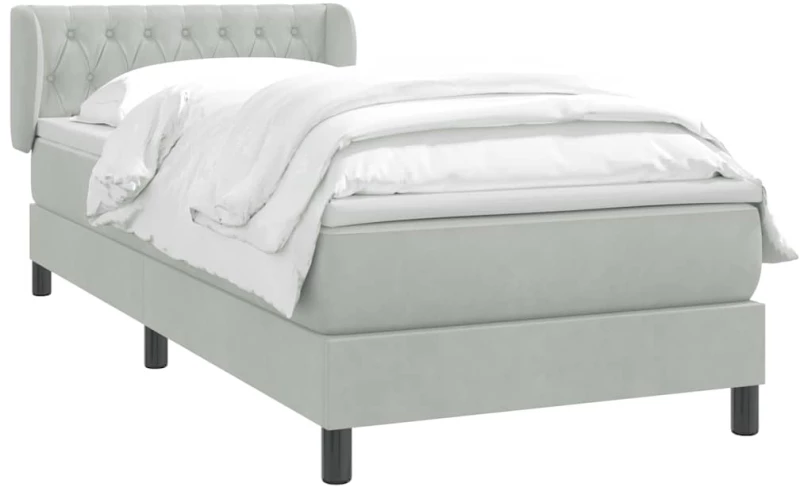 vidaXL Box Spring κρεβάτι με στρώμα ανοιχτό γκρι 80x220 cm Βελούδινο