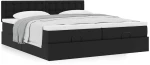 vidaXL Οθωμανικό κρεβάτι με στρώματα Μαύρο 160x200cm Συνθετικό δέρμα
