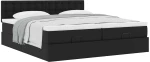vidaXL Οθωμανικό κρεβάτι με στρώματα Μαύρο 160x200cm Συνθετικό δέρμα