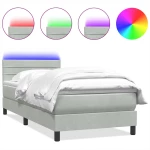 vidaXL Box Spring κρεβάτι με στρώμα ανοιχτό γκρι 80x220 cm Βελούδινο